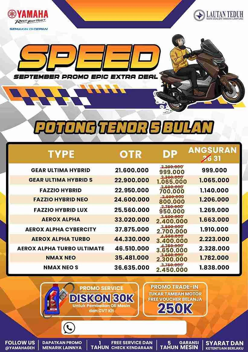 Promo Motor Yamaha di Lampung: DP Super Murah, Potongan 5 Bulan dan Gratis Ongkir