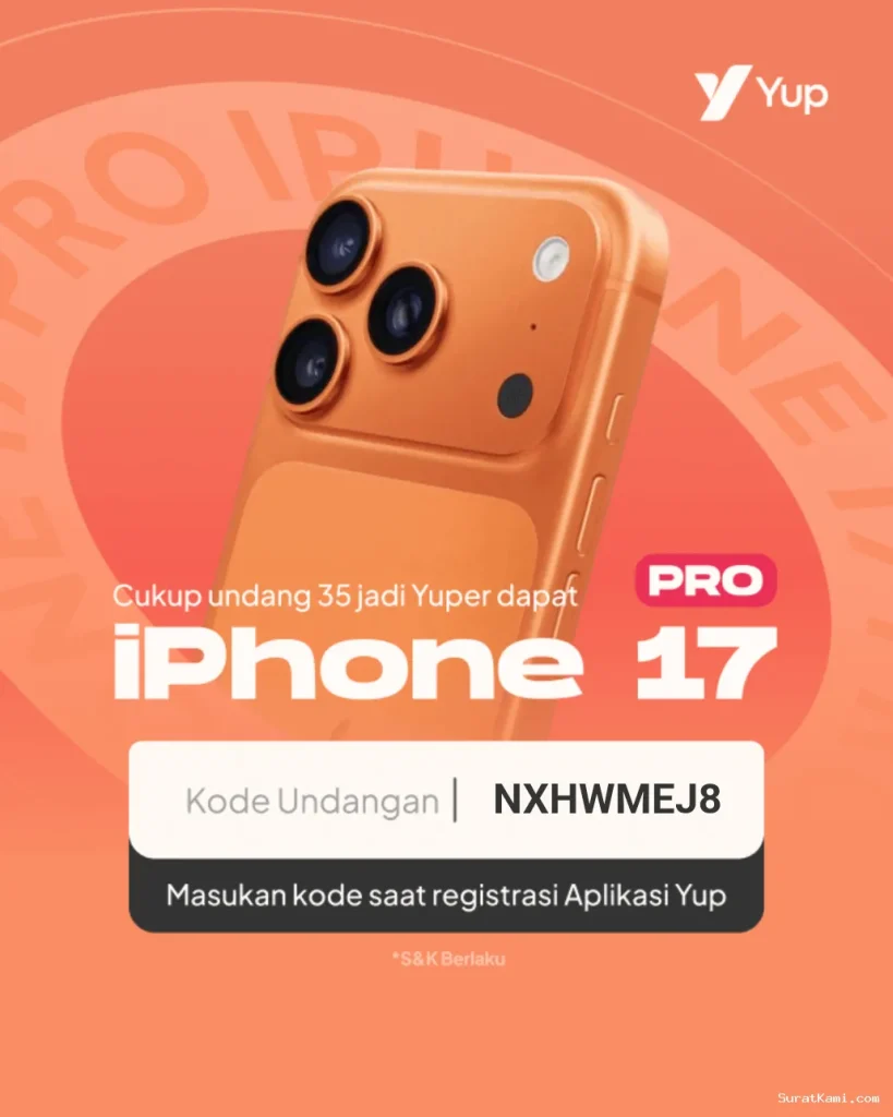 Kode Referral YUP Agustus 2026 | NXHWMEJ8 | Undang Teman Berhadiah iPhone 17 Pro