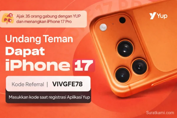 Kode Referral YUP 2026 | VIVGFE78 | Undang Teman Berhadiah iPhone 17 Pro