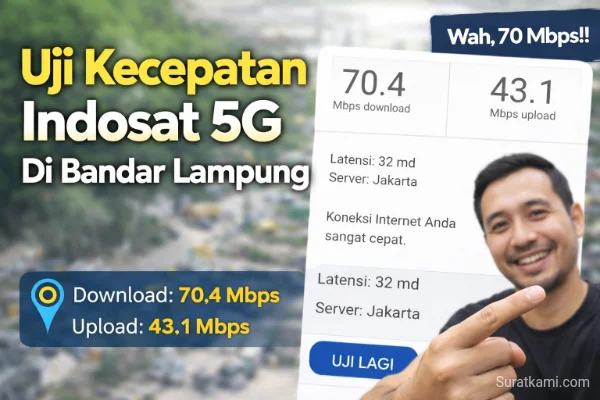 Uji Kecepatan Indosat 5G di Bandar Lampung Tembus 70 Mbps